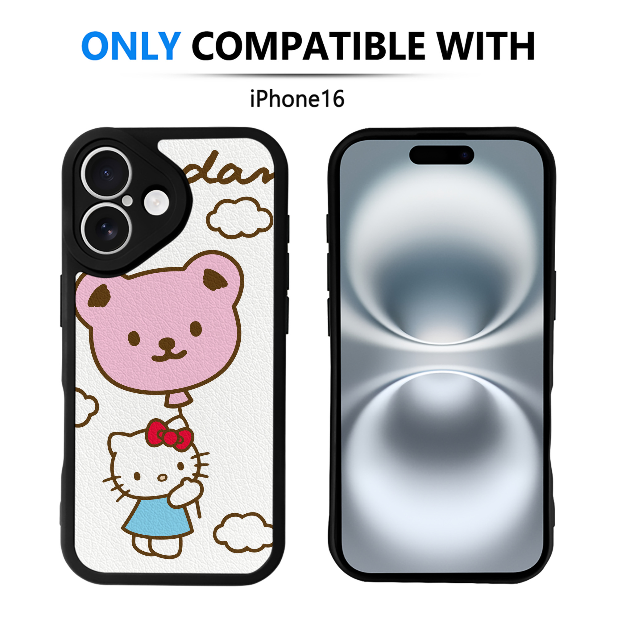 （画像用） Hello Kitty ハローキティ 【iPhone 16シリーズ対応】シリコンスマホケース（レザー調） 材質：シリコン